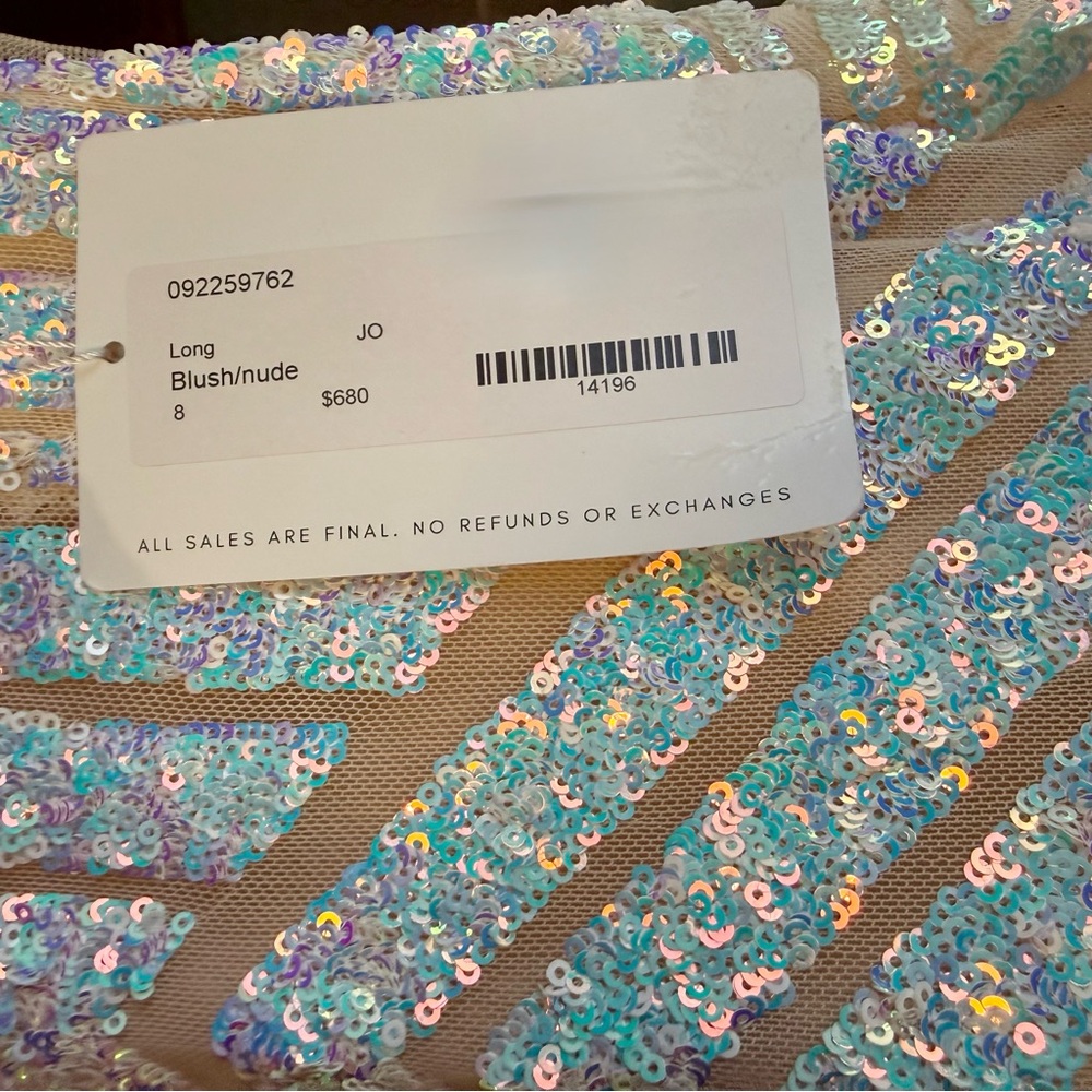 Jovani Low V Neck Sequin Sheath Mermaid Prom Dress Size 8 NWT $680 - Picture 7 of 8